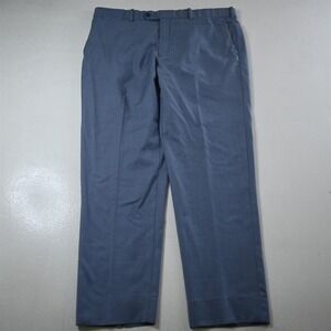 Coppley 38x30 Blue Super 130s Wool Flat Front Slim Straight Dress Mens Pants